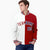 Custom White Red Purple Bomber Full-Snap Varsity Letterman Split Fashion Jacket