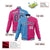 Custom Light-Blue Pink Navy Bomber Full-Snap Varsity Letterman Split Fashion Jacket