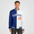 Custom Thunder-Blue Orange White Bomber Full-Snap Varsity Letterman Split Fashion Jacket