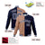 Custom Brown Navy Bomber Full-Snap Varsity Letterman Split Fashion Jacket