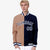 Custom Brown Navy Bomber Full-Snap Varsity Letterman Split Fashion Jacket