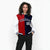 Custom Red Navy-White Bomber Full-Snap Varsity Letterman Split Fashion Jacket