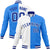 Custom White Sky-Blue Bomber Full-Snap Varsity Letterman Split Fashion Jacket