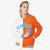 Custom White Light-Blue Orange Bomber Full-Snap Varsity Letterman Split Fashion Jacket