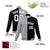 Custom Gray Black White Bomber Full-Snap Varsity Letterman Split Fashion Jacket