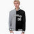 Custom Gray Black White Bomber Full-Snap Varsity Letterman Split Fashion Jacket