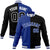 Custom Thunder-Blue Gray Black Bomber Full-Snap Varsity Letterman Split Fashion Jacket