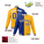 Custom Thunder-Blue White Yellow Bomber Full-Snap Varsity Letterman Split Fashion Jacket