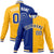 Custom Thunder-Blue White Yellow Bomber Full-Snap Varsity Letterman Split Fashion Jacket