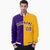 Custom Purple White Yellow Bomber Full-Snap Varsity Letterman Split Fashion Jacket