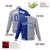 Custom Thunder-Blue White Gray Bomber Full-Snap Varsity Letterman Split Fashion Jacket