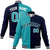 Custom Aqua White Navy Bomber Full-Snap Varsity Letterman Split Fashion Jacket