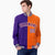 Custom Purple White Orange Bomber Full-Snap Varsity Letterman Split Fashion Jacket