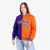 Custom Purple White Orange Bomber Full-Snap Varsity Letterman Split Fashion Jacket