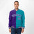 Custom Purple White Aqua Bomber Full-Snap Varsity Letterman Split Fashion Jacket