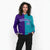 Custom Purple White Aqua Bomber Full-Snap Varsity Letterman Split Fashion Jacket