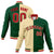 Custom Cream Red Kelly-Green Bomber Full-Snap Varsity Letterman Split Fashion Jacket