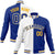 Custom White Thunder-Blue Gold Bomber Full-Snap Varsity Letterman Split Fashion Jacket