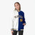 Custom White Thunder-Blue Gold Bomber Full-Snap Varsity Letterman Split Fashion Jacket