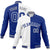 Custom White Thunder-Blue Gray Bomber Full-Snap Varsity Letterman Split Fashion Jacket