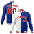 Custom White Thunder-Blue Red Bomber Full-Snap Varsity Letterman Split Fashion Jacket