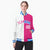 Custom White Pink Ligth-Blue Bomber Full-Snap Varsity Letterman Split Fashion Jacket