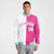 Custom White Pink Aqua Bomber Full-Snap Varsity Letterman Split Fashion Jacket