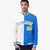 Custom White Sky-Blue Gold Bomber Full-Snap Varsity Letterman Split Fashion Jacket