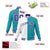 Custom White Aqua Purple Bomber Full-Snap Varsity Letterman Split Fashion Jacket