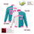 Custom White Aqua Pink Bomber Full-Snap Varsity Letterman Split Fashion Jacket