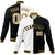 Custom White Black Old-Gold Bomber Full-Snap Varsity Letterman Split Fashion Jacket