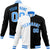 Custom White Black Light-Blue Bomber Full-Snap Varsity Letterman Split Fashion Jacket