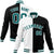 Custom White Black Aqua Bomber Full-Snap Varsity Letterman Split Fashion Jacket