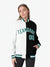 Custom White Black Aqua Bomber Full-Snap Varsity Letterman Split Fashion Jacket