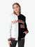 Custom White Black Red Bomber Full-Snap Varsity Letterman Split Fashion Jacket