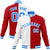 Custom White Red Light-Blue Bomber Full-Snap Varsity Letterman Split Fashion Jacket