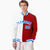 Custom White Red Light-Blue Bomber Full-Snap Varsity Letterman Split Fashion Jacket