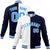 Custom White Navy Light-Blue Bomber Full-Snap Varsity Letterman Split Fashion Jacket