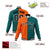 Custom Orange Aqua Black-White Bomber Full-Snap Varsity Letterman Split Fashion Jacket