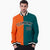 Custom Orange Aqua Black-White Bomber Full-Snap Varsity Letterman Split Fashion Jacket