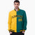 Custom Yellow Aqua Black Bomber Full-Snap Varsity Letterman Split Fashion Jacket