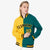 Custom Yellow Aqua Black Bomber Full-Snap Varsity Letterman Split Fashion Jacket