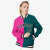 Custom Pink Aqua Black Bomber Full-Snap Varsity Letterman Split Fashion Jacket