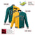 Custom Yellow Aqua Black Bomber Full-Snap Varsity Letterman Split Fashion Jacket