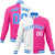 Custom White Pink Blue Bomber Full-Snap Varsity Letterman Split Fashion Jacket