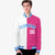 Custom White Pink Blue Bomber Full-Snap Varsity Letterman Split Fashion Jacket