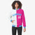 Custom White Pink Blue Bomber Full-Snap Varsity Letterman Split Fashion Jacket