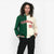 Custom Kelly Green Cream-Red Bomber Full-Snap Varsity Letterman Split Fashion Jacket