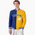 Custom Thunder-Blue Yellow White Bomber Full-Snap Varsity Letterman Split Fashion Jacket