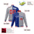 Custom Thunder-Blue Gray Red Bomber Full-Snap Varsity Letterman Split Fashion Jacket